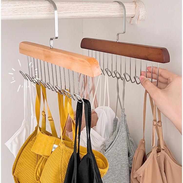 Drewniany wieszak na ubrania z 8 haczykami Haczyk do przechowywania bielizny, kamizelki, krawata Akademik studencki Lite drewno Falisty wieszak do suszenia ubrań Wielofunkcyjny wieszak na ubrania