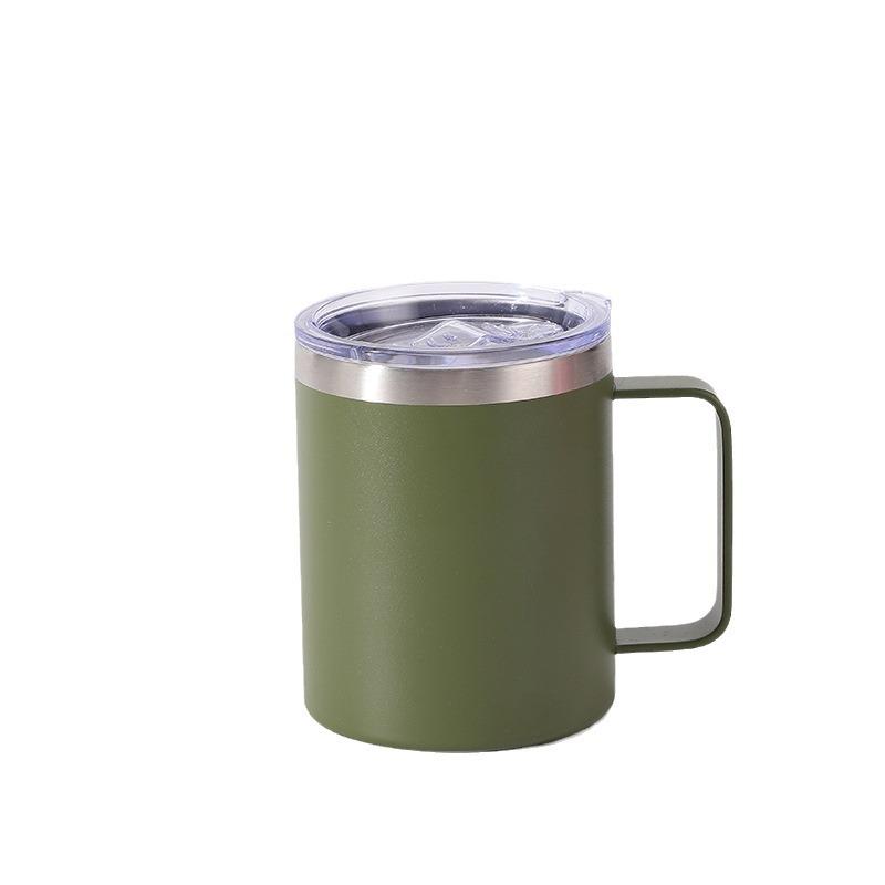 12oz Stainless Steel Vacuum Insulated Tumbler with Transparent Lid and Handle