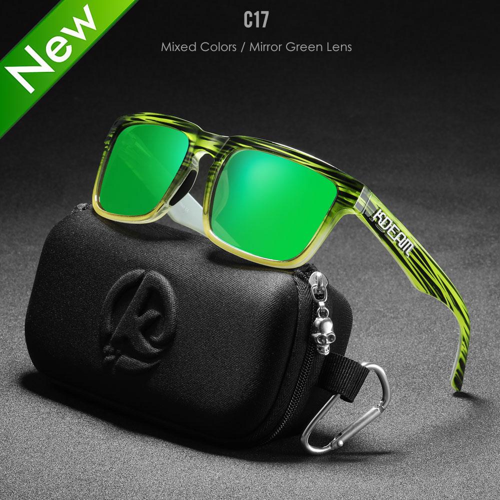 

New KDEAM Brand High Quality Men Square Sunglasses Colors Sports Polarized Sun Glasses Reflective Coating Mirrored Lens Only Sunglasses