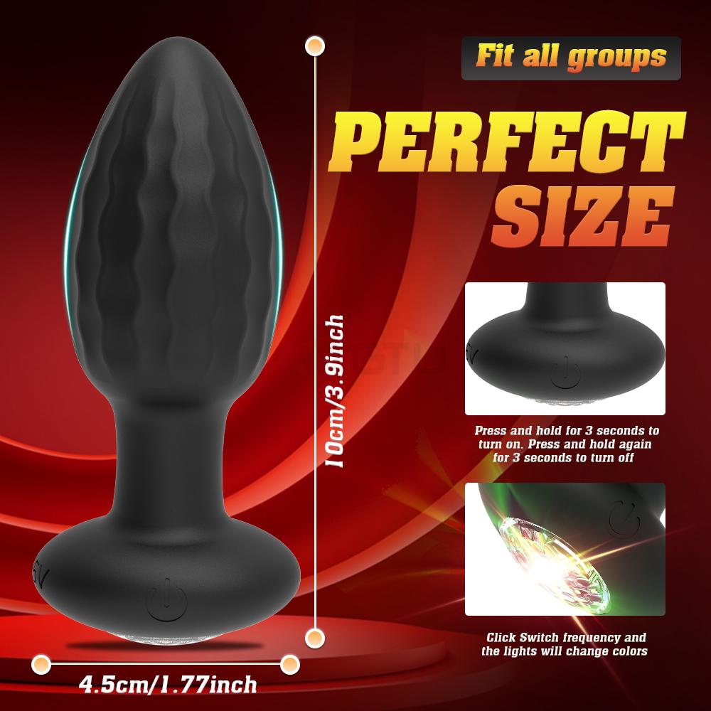 APP Controlled Anal Plug Vibrator, Anal Plug Vibrator with LED Light, Female G-spot Dildo Vibrator, Vaginal Masturbator, Anal Plug Adult Sex Toys