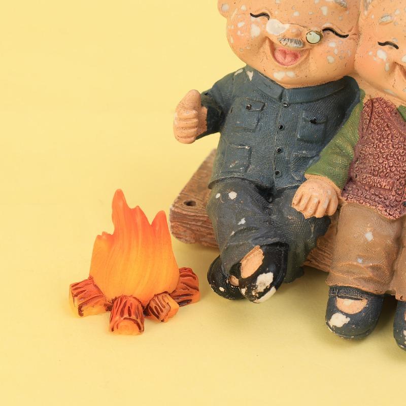 10PCS Mini Campfire Models Fake Fire Resin Flame Artificial Micro Miniatures Fireplace Dollhouse Micro Landscaping Ornaments