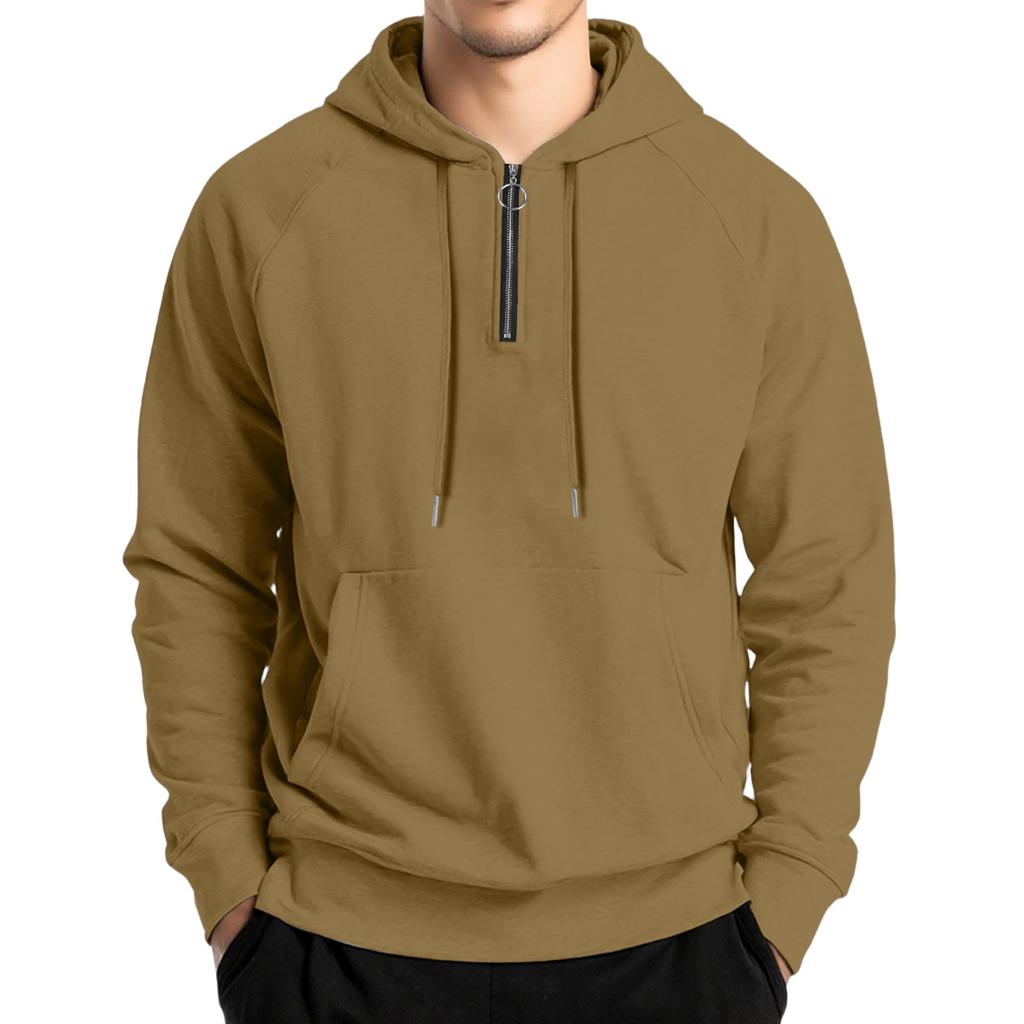 Men's Fleece Hoodie Casual Long Sleeve 1/4 Zipper Pullover Sweatshirts