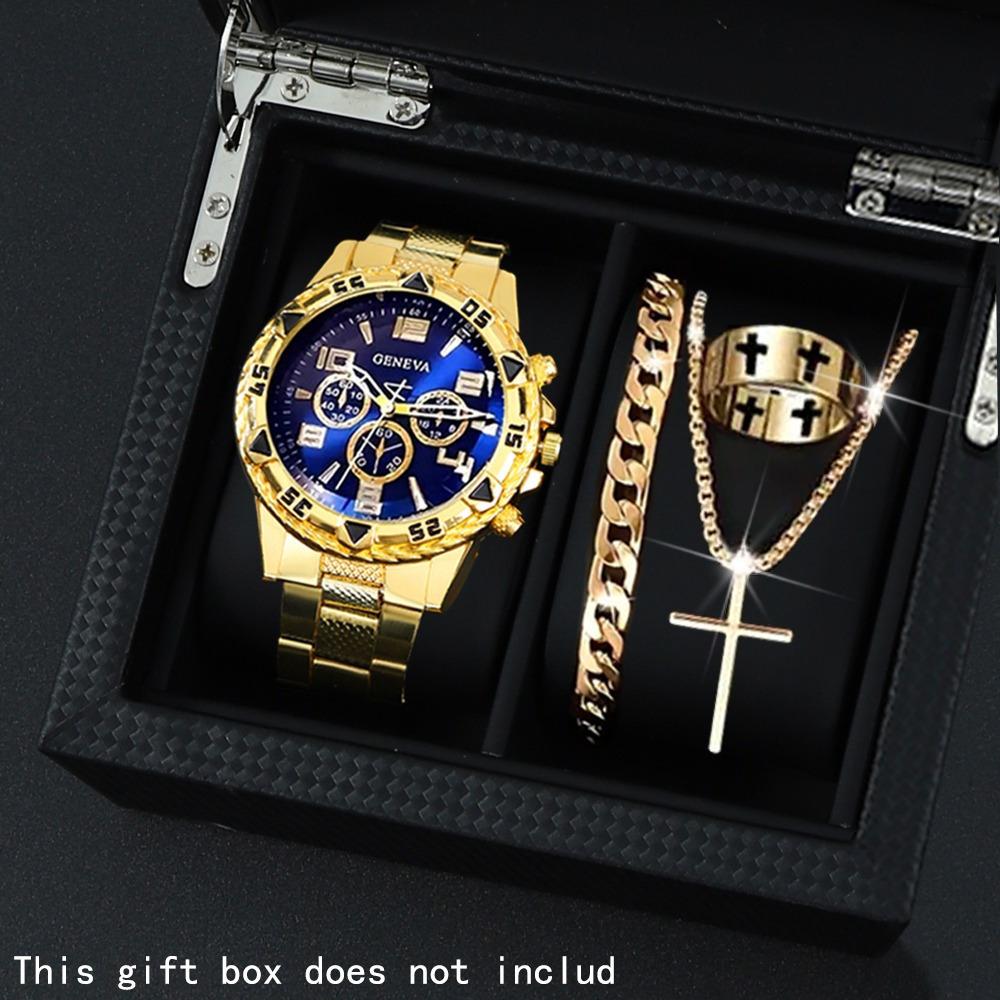 4-Piece Men S Watch Set Men S Fashion Quartz Pointer Watch watch + accessories set