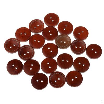 20 ks Vintage 2 otvory dřevěné knoflíky pro našití na oděvní ozdobu 20 mm