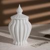 Striped Cylinder Resins Jar Molds Candlestick Molds for Making Candlestick Tealight Holder Storage Jar, Resins Lid Molds