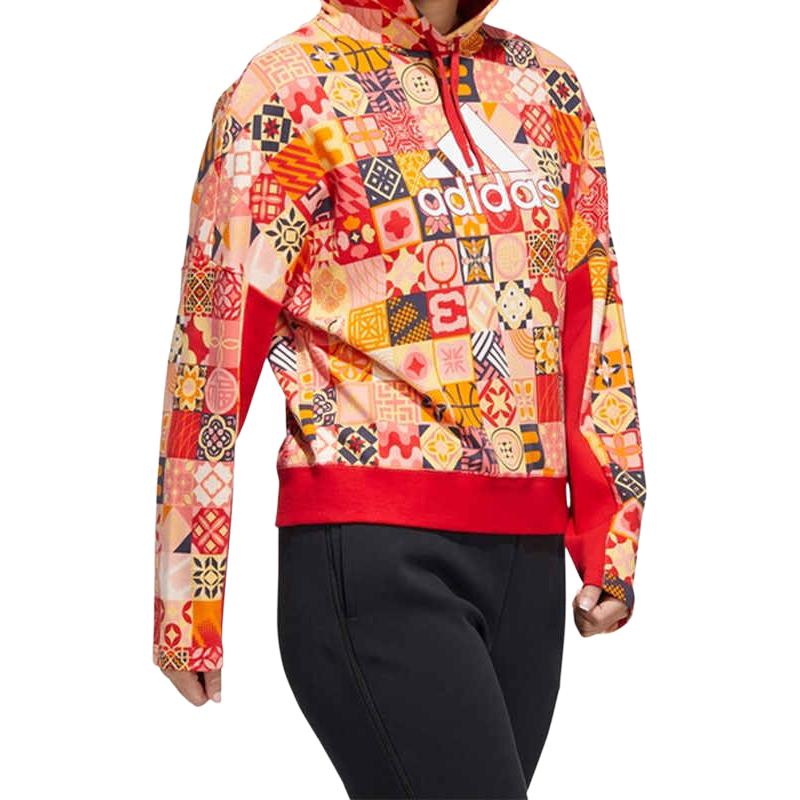Adidas CNY Sweatshirts Women's Red Hooded Moderate Regular HI3262