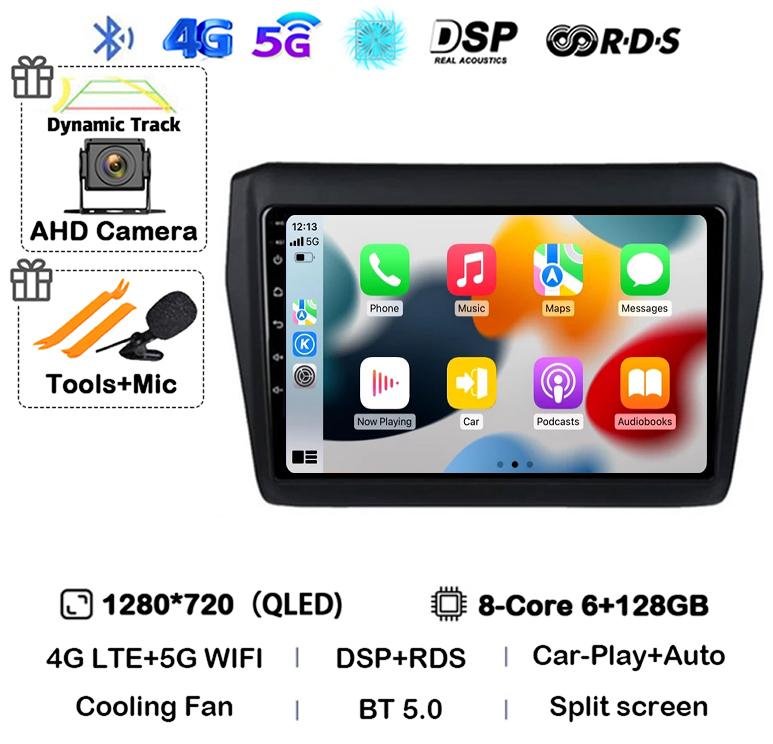 Android 14 Wireless Carplay&Auto Car Radio For Suzuki Swift 2017 2018 2019 Stereo Multimedia Navigation GPS Video Player 4G+WIFI