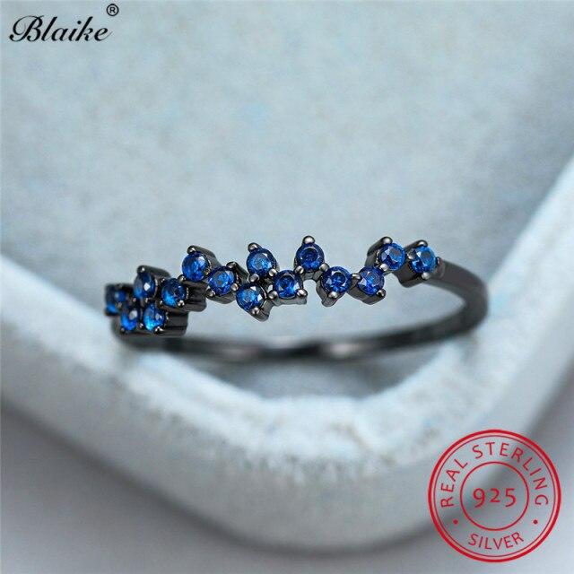  Color Women Rings Yellow Gold Tone Minimalist Thin Rings Blue Cubic Zircon Bridal Party Event Wedding Occasion Bands Stacking