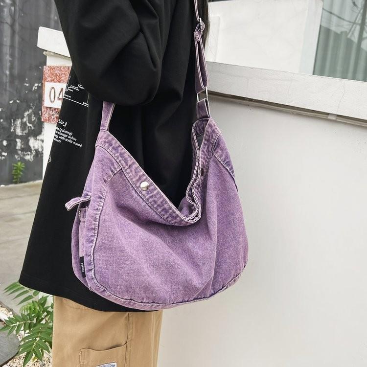 Large Capacity Lazy Style Canvas Bag Korean Version 2023 New College Student Shoulder Bag Urban Minimalist Style