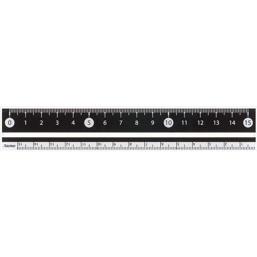 Raymay Fujii Easy-to-Read Black and White Ruler, 15cm, Black, APJ188B