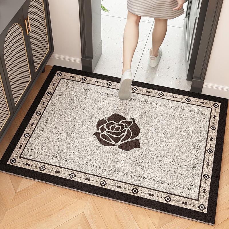 Geometric Entry Door Mat Silk Coil, Non-Slip, Wear-Resistant, Easy To Clean & Cut To Size