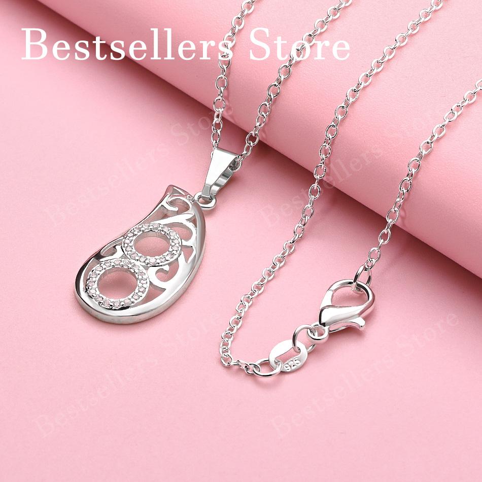 925 Sterling Silver 16-30 Inch Exquisite Water Droplet Hollow Pendant Necklace, Women's Wedding Fashion Gift Accessory Jewelry