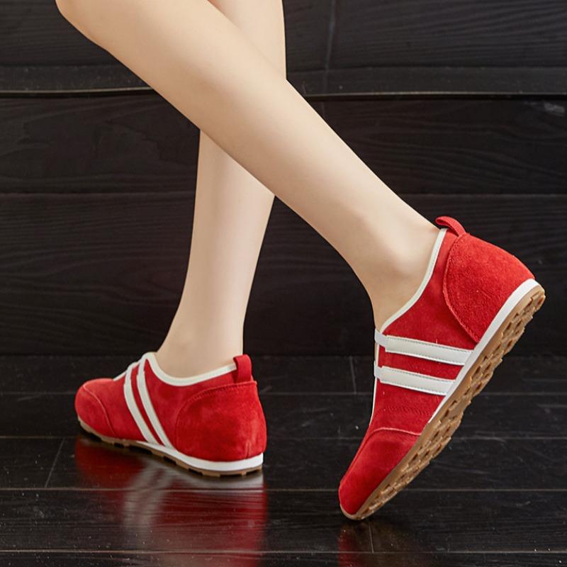 Genuine Leather Mary Jane Shoes with Inner Height Increase Flat Sole German Training Shoes Shallow Mouth Versatile Women's Shoes