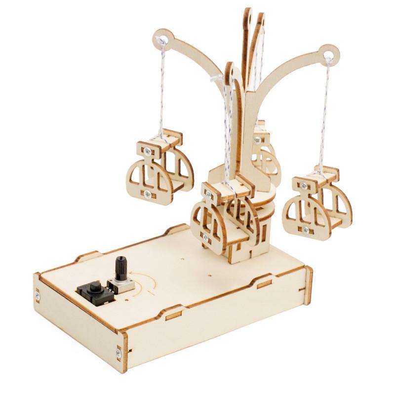 

Wooden Diy Science Experiment Toy Rotating Flying Chair Handmade Technology Invention