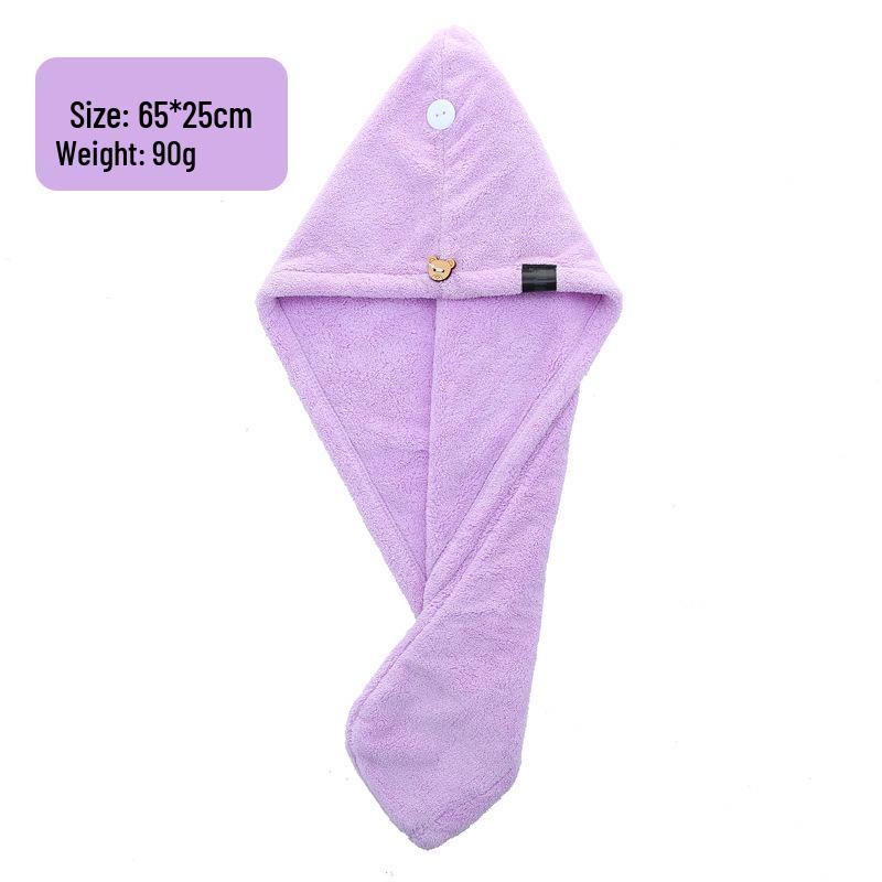 Thickened Double-Layer Coral Fleece Quick-Dry Hair Cap for Women, Water-Absorbent and Customizable with Logo