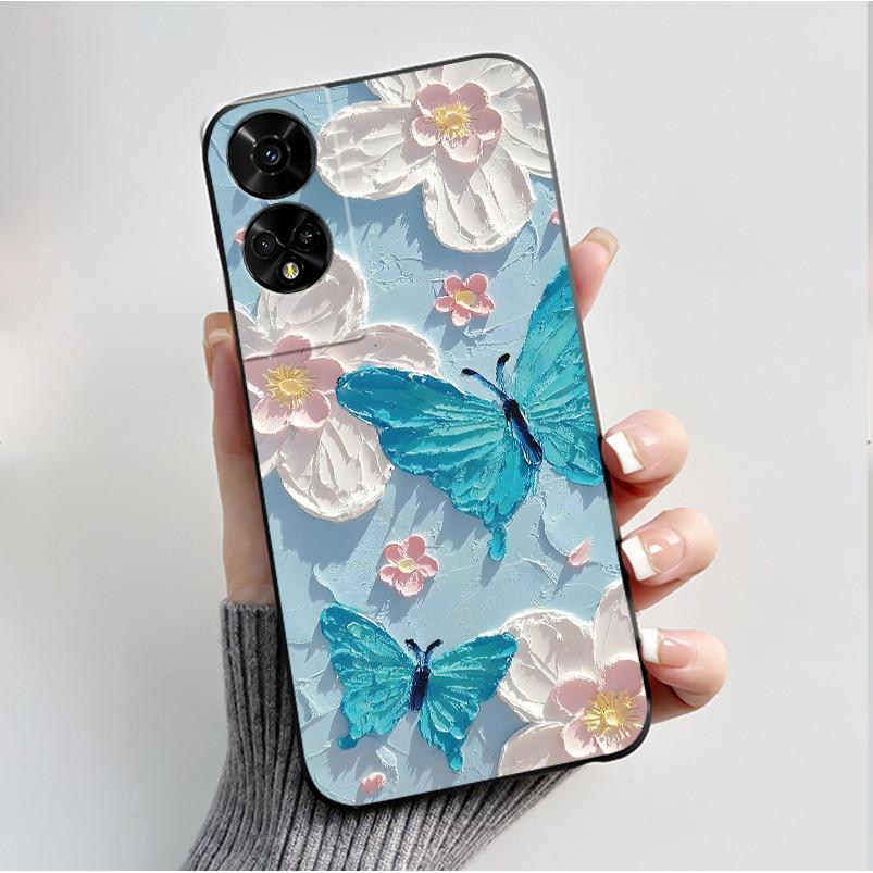 Printing Pattern Case For TCL 50 5G/TCL 50 XE Nxtpaper 5G/TCL 50XE 5G Soft Silicone Black Shell Cover Cute Flower Cartoon Casing