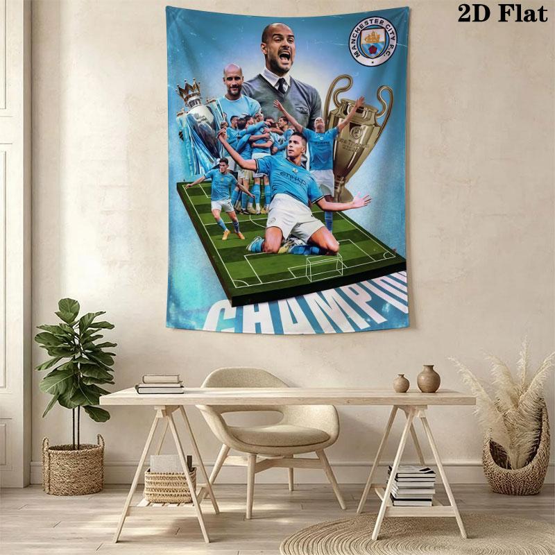 Forever MCFC BlueWall Hanging Printed Fabric Blanket Decorative Tapestries for Bedroom Living Room Home Decor