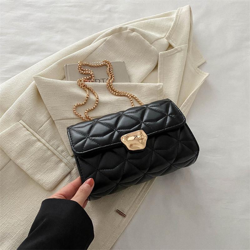 Stylish Trendy Quilted Chain Shoulder Bag For Women In Pu Leather Chic Mini Crossbody