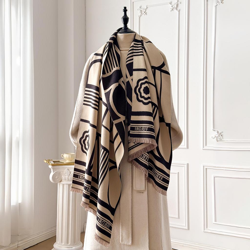 New Winter Cashmere Geometry Scarf For Women Shawl Wrap Female Pashmina  Poncho Thick Blanket Warm Bufanda Echarpe