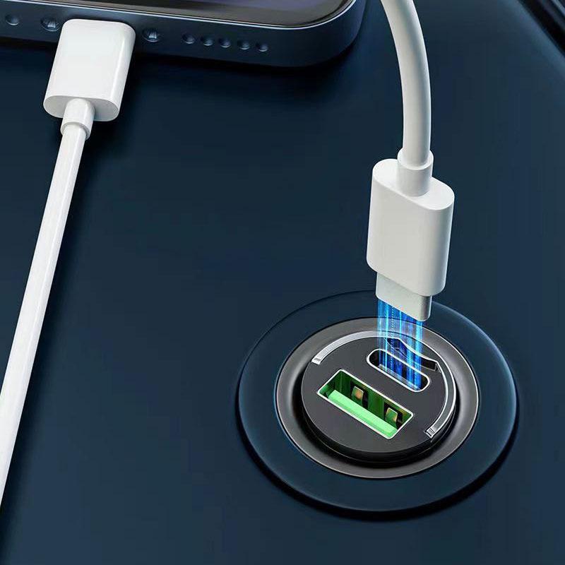 Mini Car Charger 12-24V Lighter Fast Charging Car USB Type C Charger For Audi TT Q3 Q5 Q7 Q8 B5 B6 B7 B8 B9 Q7 8P 8V 8L A3 A4 A5 A6 A7 A8 8L R8