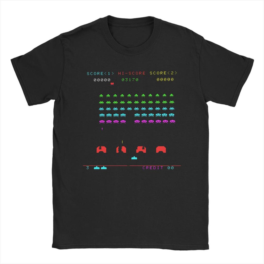 Frogger ARCADE Space Invaders Game Men's T Shirt  Unique Tees Short Sleeve Crew Neck T-Shirt Pure Cotton 6XL Clothes