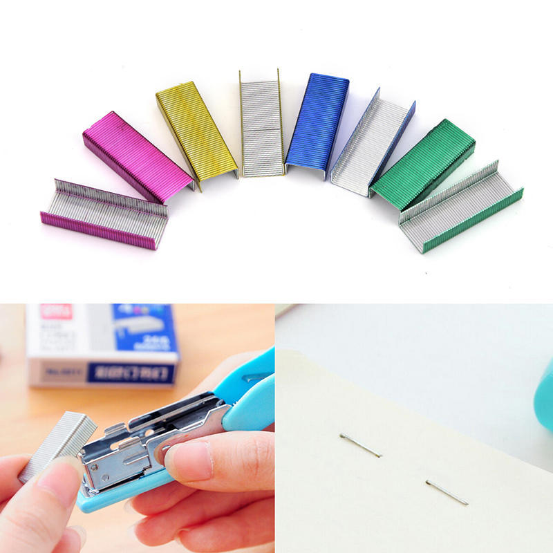 1Pack 12Mm Creative Colorful Stainless Steel Staples Office Binding Supplies