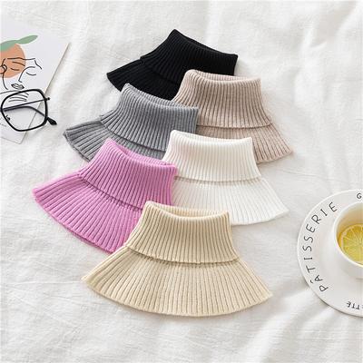 Pulloverschal Damen Vielseitiger Warmer Halswirbelsäulenschal Damen Elastisch Gestrickter Falscher Kragen Wolle Hoher Halsausschnitt Halsbedeckung