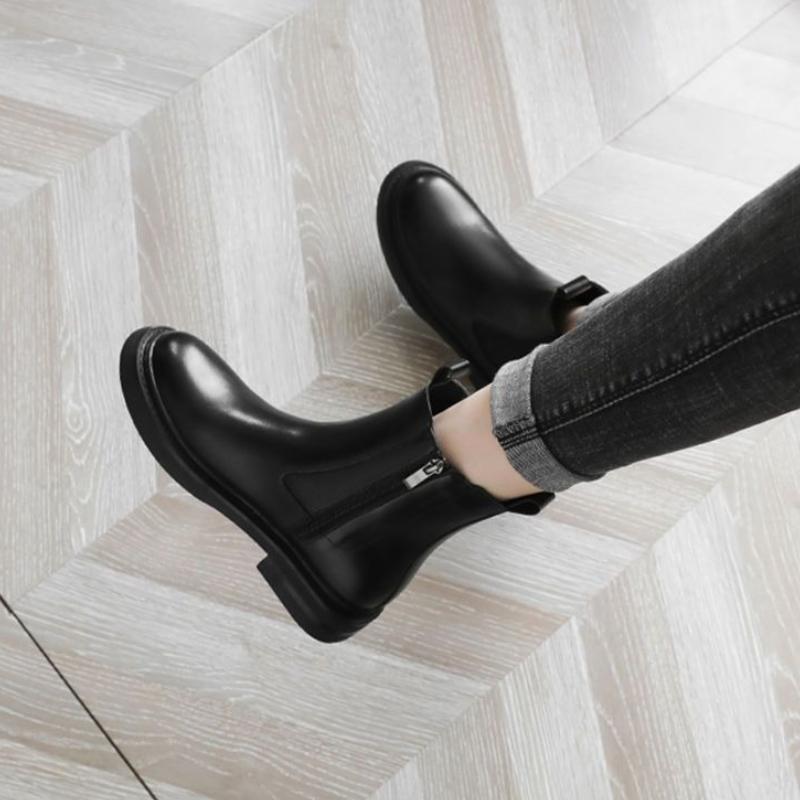 Fashion Fur Booties Chelsea Black Ankle Boots for Women On Promotion High Quality New Rock Footwear Woman Short Shoes Chic and Elegant