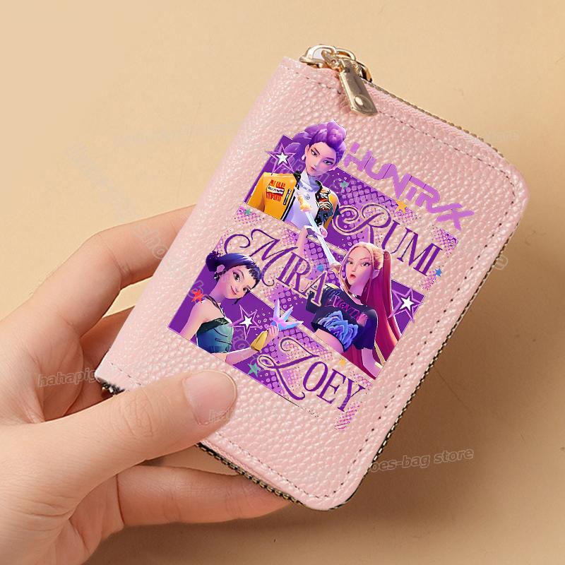 Perfect KPop Demon Hunters Women Short Wallets Pu Leather Credit Card Holder Multi-slot Small Zipper Wallets Female Clutch Coin Purse