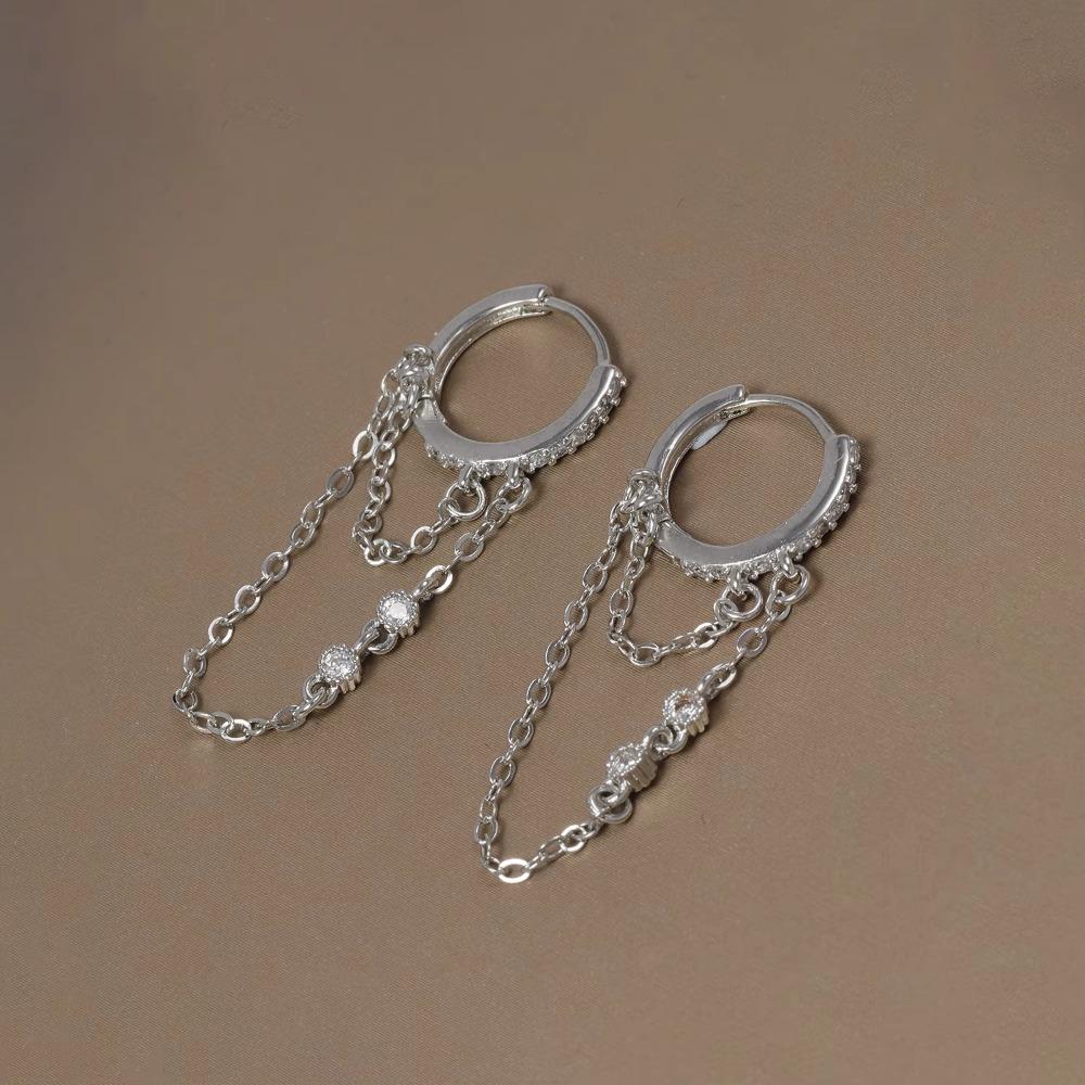 Módní nerezové ocelové zirkonové řetízkové kruhové náušnice pro ženy, piercing do srdce Helix Tragus, svatební šperky