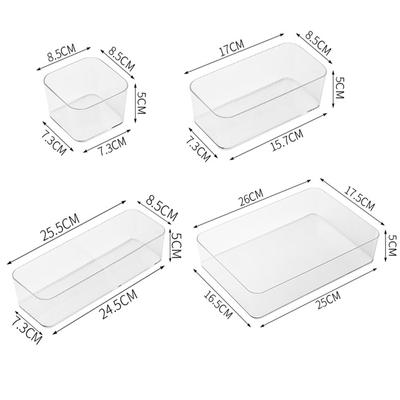 Transparent Modular Storage Box  - Customizable Drawer Trays for Cosmetics, Pens & Small Items, PET Plastic