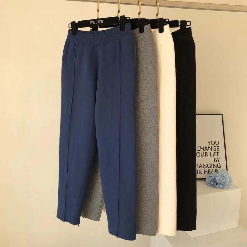 

Шикарные осенне-зимние шикарные шаровары женские свободные брюки удобные толстые теплые универсальные трикотажные бабушкины брюки One Size синий