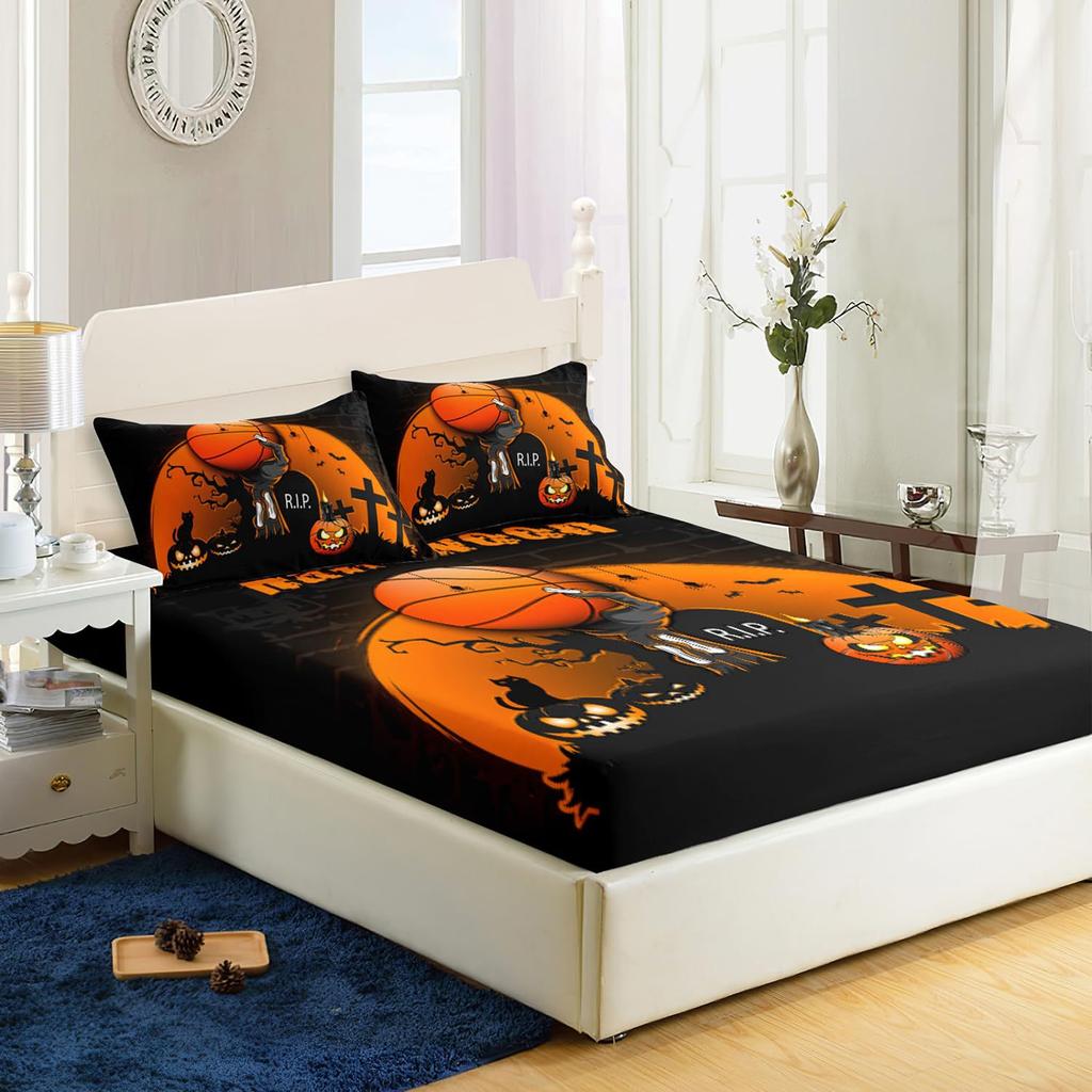 Halloween Skull Personality Pattern Sheet Three-Piece Digital Printing Bedding Set Children Adult