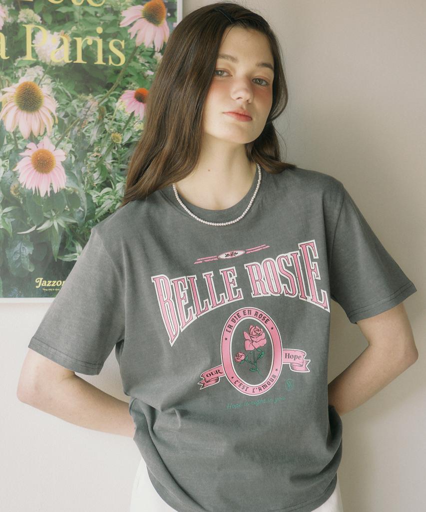 OURHOPE Bell Rose T-Shirt - Dark Gray