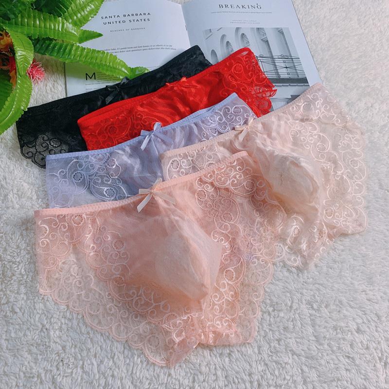 1 szt. Bezszwowe majtki Seduction Koronkowa Seksowna bielizna Przezroczyste Plus size Osobowość Majtki męskie Włókno poliestrowe