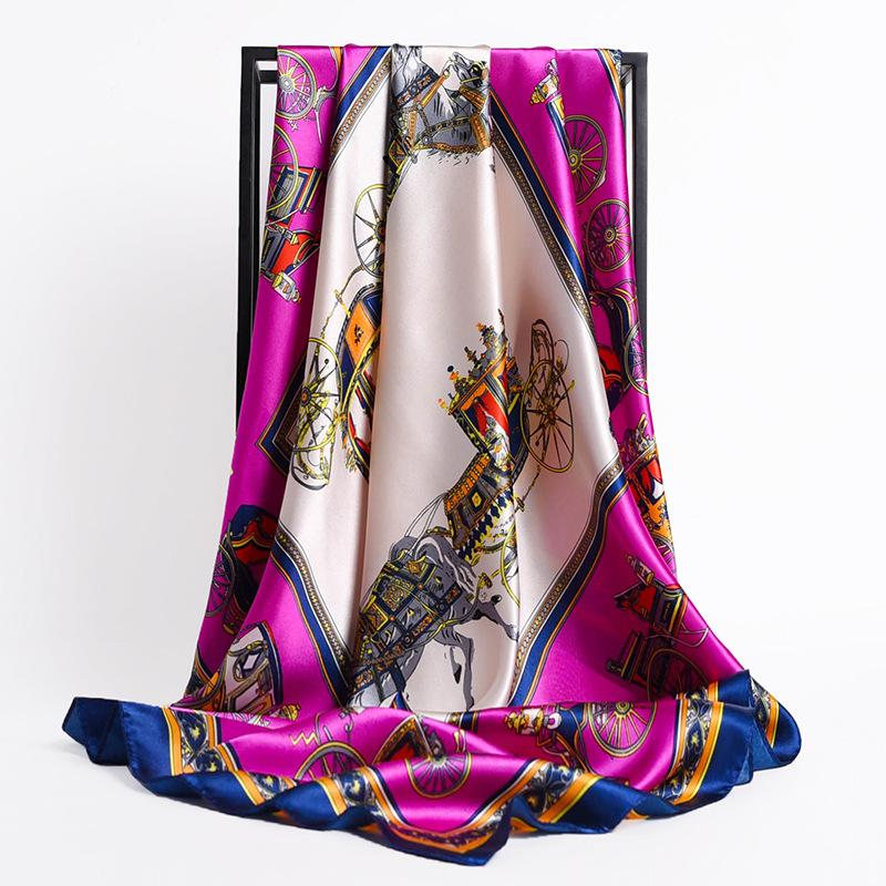 90*90cm Square Silk Scarves Women Foulard Head Scarf Ladies Shawl Wrap Muffler Pareo Bandanna Female Chiffon Hijab Poncho Beach