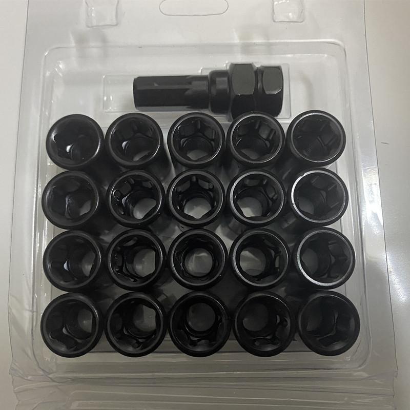21pcs  3cm Car Wheel Lug nuts m12x1.25,  m12x1.5 (20 pcs Lug Nuts + 1 Tuner Tool)  Black Lug Nuts m12x1.5 Forged Steel