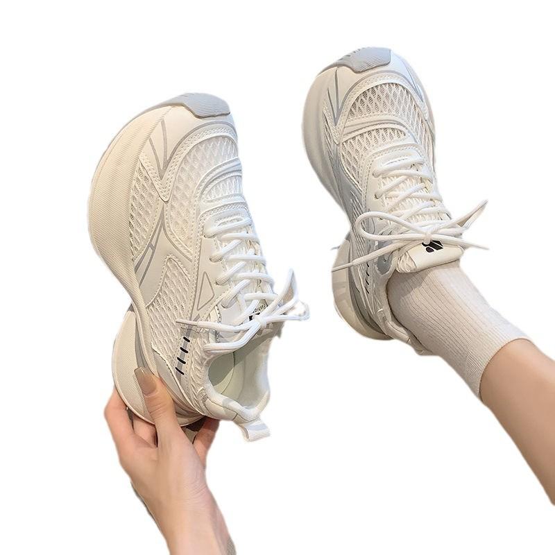 2025 summer new thick-soled heightening dad shoes women's breathable mesh hollow mesh sports versatile casual running shoes