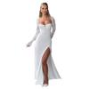 Women's Black Lace Maxi Dress Long Sleeve Split Evening Party Cocktail Dress Elegant Formal Gown