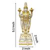 Lord Tirupati Balaji Gold Silver Matte Idol for Car Dashboard | Vishnu Ji Idol for Office Desk | Venkateswara Swamy Murti for Home |