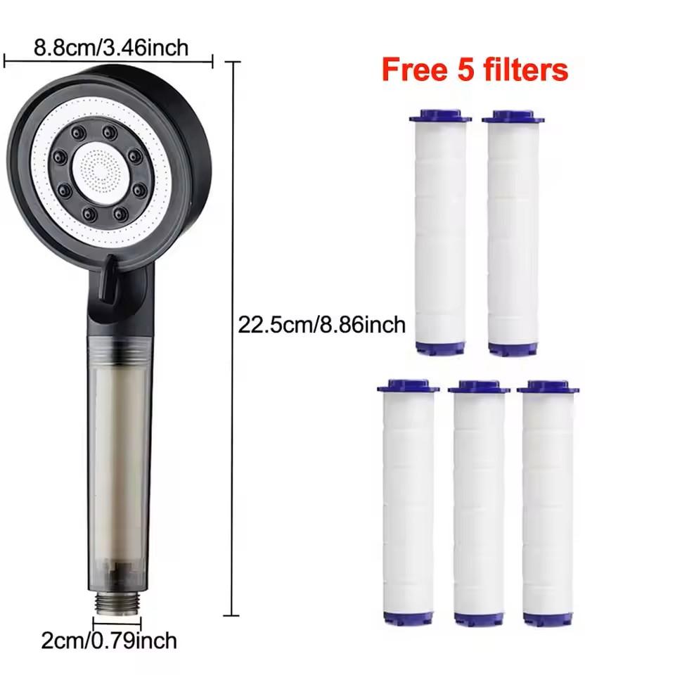 New High Pressure Shower Head Set 5 Jet Modes Adjustable Shower Head with Filter Large Water Flow Spray Bathroom Accessories
