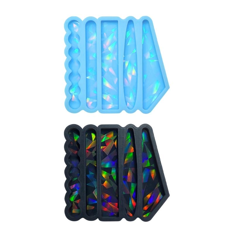 Resin Hair Clips Mold Colorful Holographic Epoxy Resin Casting Mold for DIY Crafts Bookmarks Hair Clips Jewelry Making