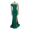 European & American Women's One-Shoulder Slit Evening Gown