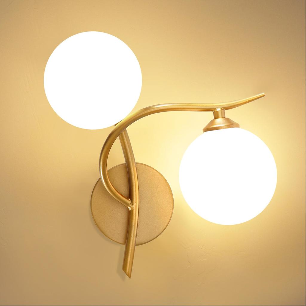 KAWELL Lighting Bracket Light Wall Light Wall Light with Milky White Glass Ball Shade G9 Base Bedside Lamp Wall Mounted Lighting Light Fixture