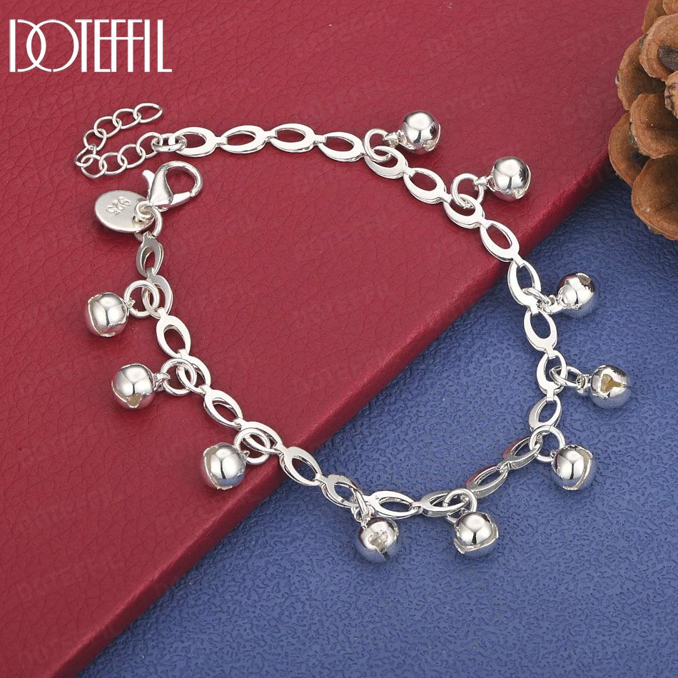 925 Sterling Silver Bell Bracelet Gift Fashion Wedding Jewelry