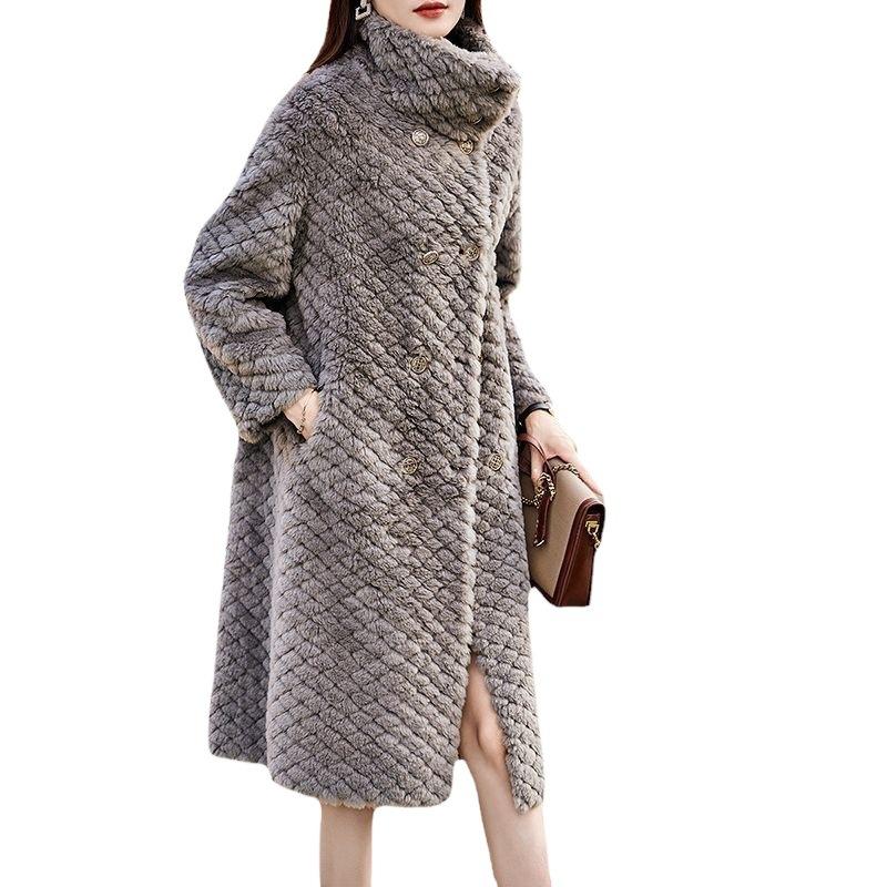 Autumn and winter new imitation fur coat women's medium and long plush loose thickened furry simple Internet celebrity coat