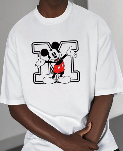 

Mickey Mouse M Letter T-Shirt,Soft Breathable & Fade Resistant, Classic Fit for Daily Casual Wear XXL