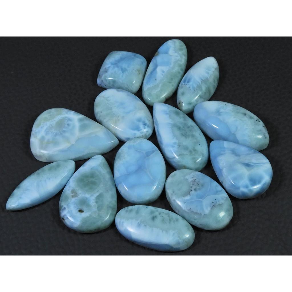 238Cts. Natural Larimar Pectolite Mix Cabochon Loose Gemstone 13 Pcs Lot C-847