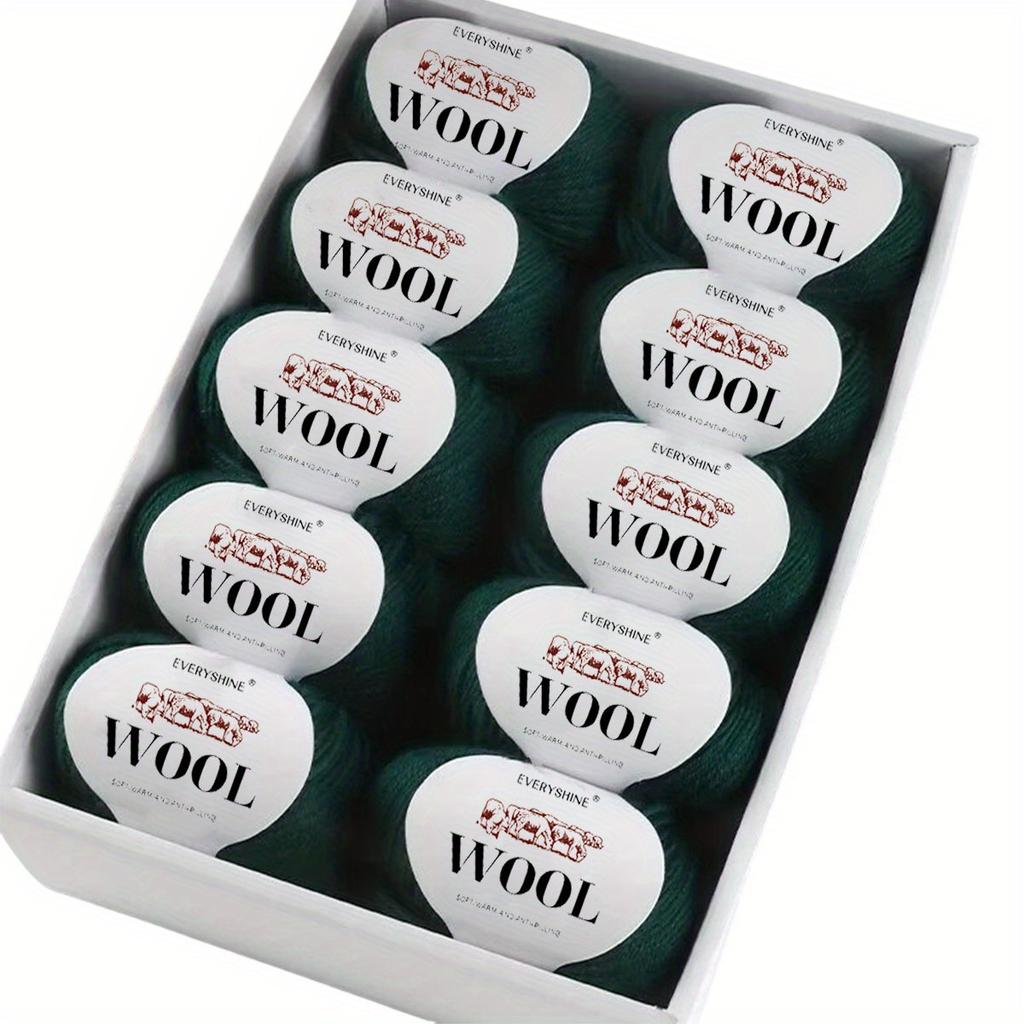 10-Pack Wool Blend Yarn Medium-Fine 80% Wool 20% Polyester Multi-Color Assortment for Knitting & Crochet Soft & Warm 500g Total