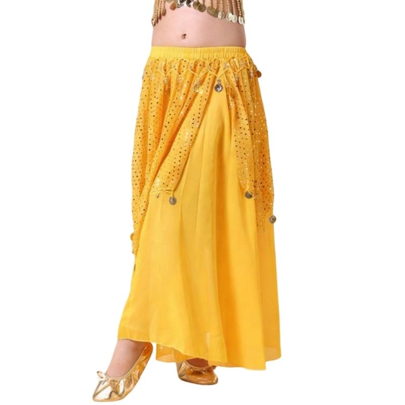 Belly Dance Skirt with Gold Coins Belly Dancer Dancing Costume for Girls Women Halloween Raves Outfits os жёлтый